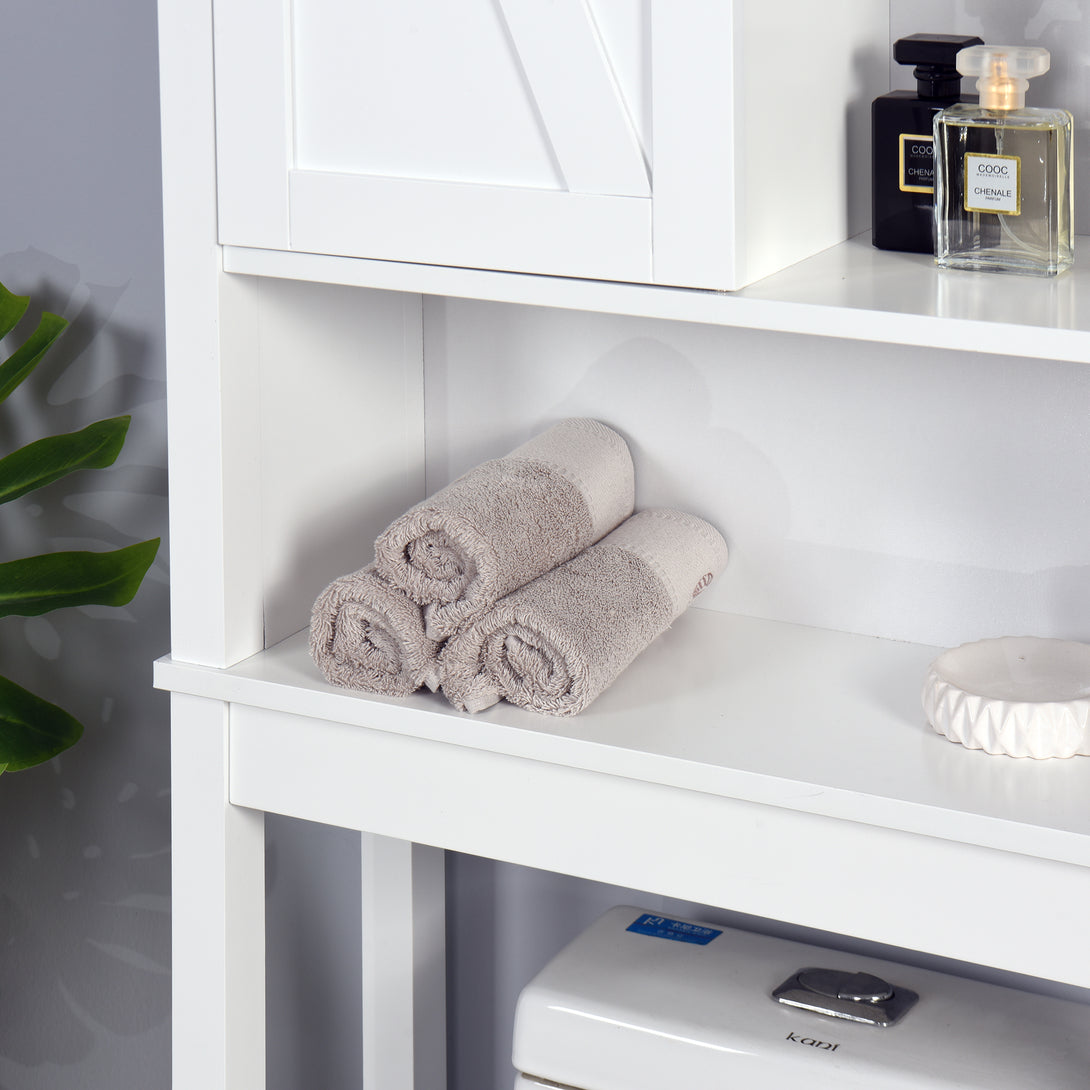 Over-the-Toilet Space-Saving Bathroom Storage Cabinet with Barn Door in White_11