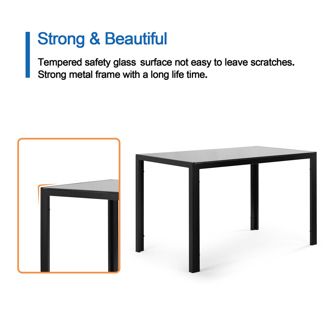 4 Seater Heavy Duty Tempered Minimalist Glass Top Dining Table- Black_7