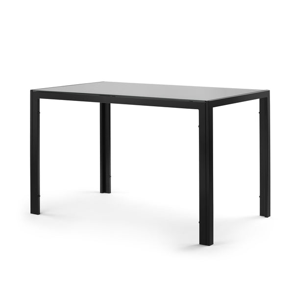 4 Seater Heavy Duty Tempered Minimalist Glass Top Dining Table- Black_0