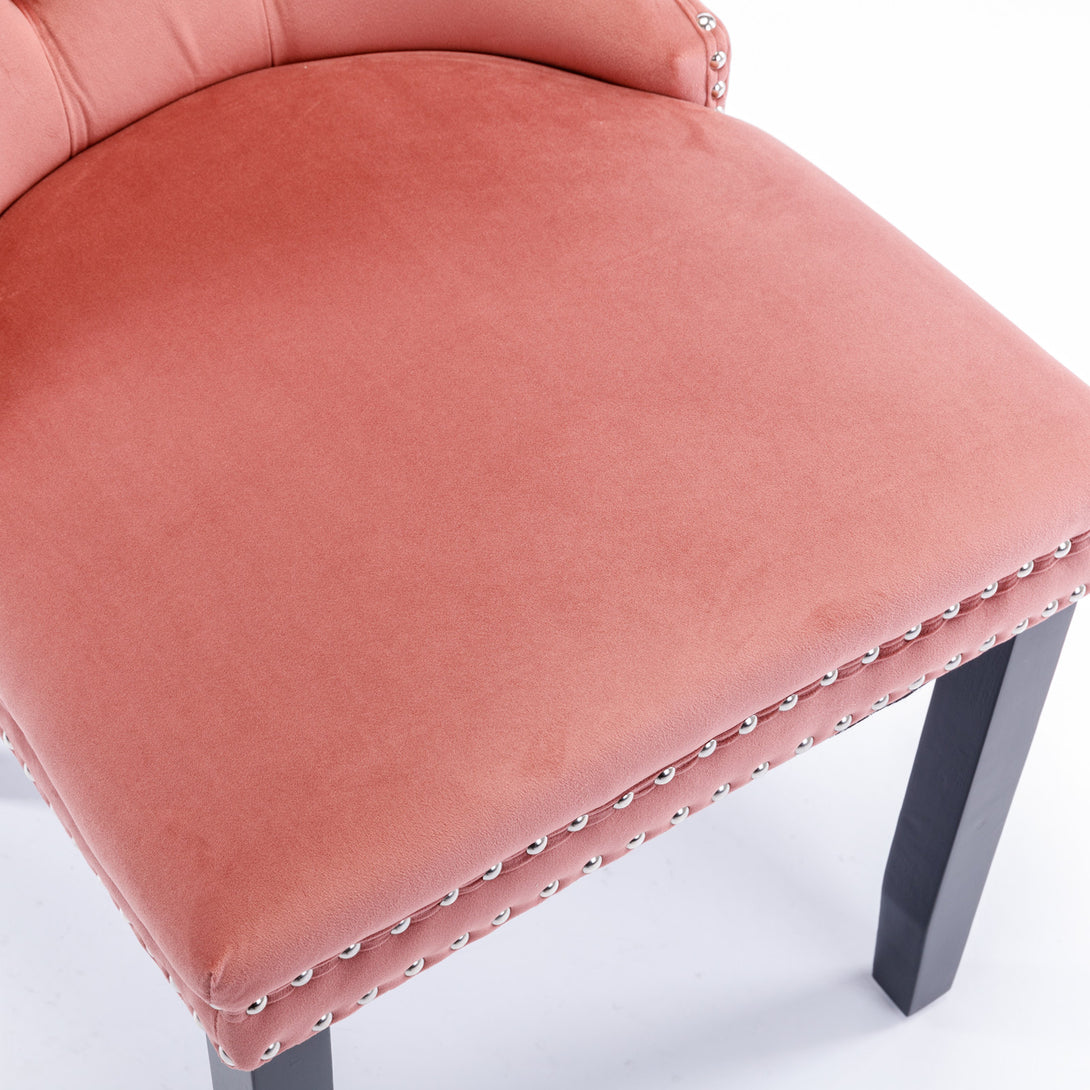 2 pcs High-End Tufted Contemporary Velvet Chair with Wooden Legs- Pink_9