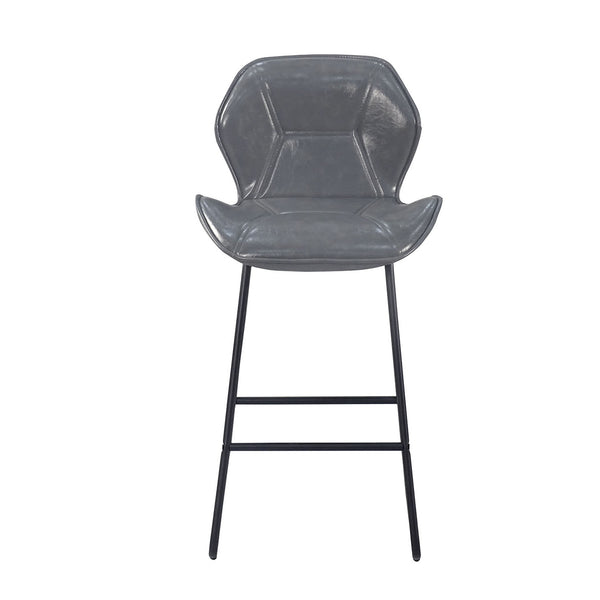 2 pcs Counter Height Leather Bar Chair With High-Density Foam and Metal Legs Gray_4