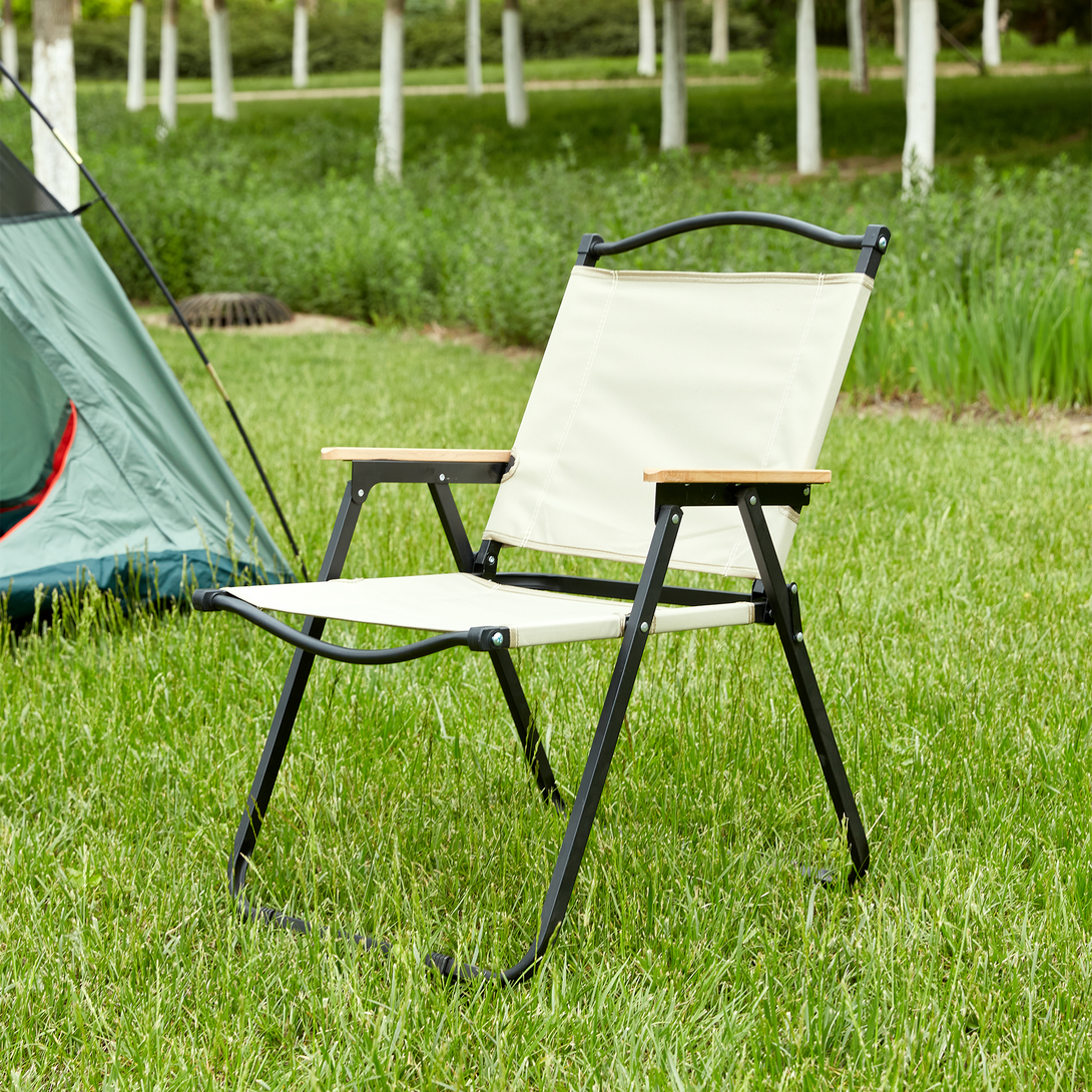 Modern Contemporary Foldable Outdoor Chair for Backyard Camping in Beige_2