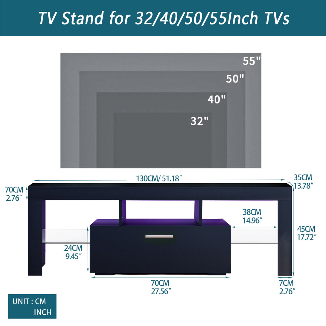 Modern TV Console Storage Media TV Organizing Cabinet Worktop- Black_5