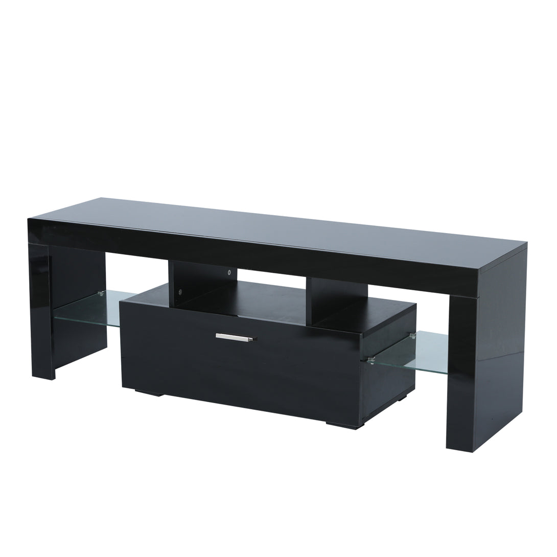 Modern TV Console Storage Media TV Organizing Cabinet Worktop- Black_9