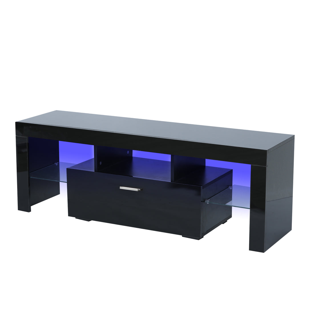 Modern TV Console Storage Media TV Organizing Cabinet Worktop- Black_7