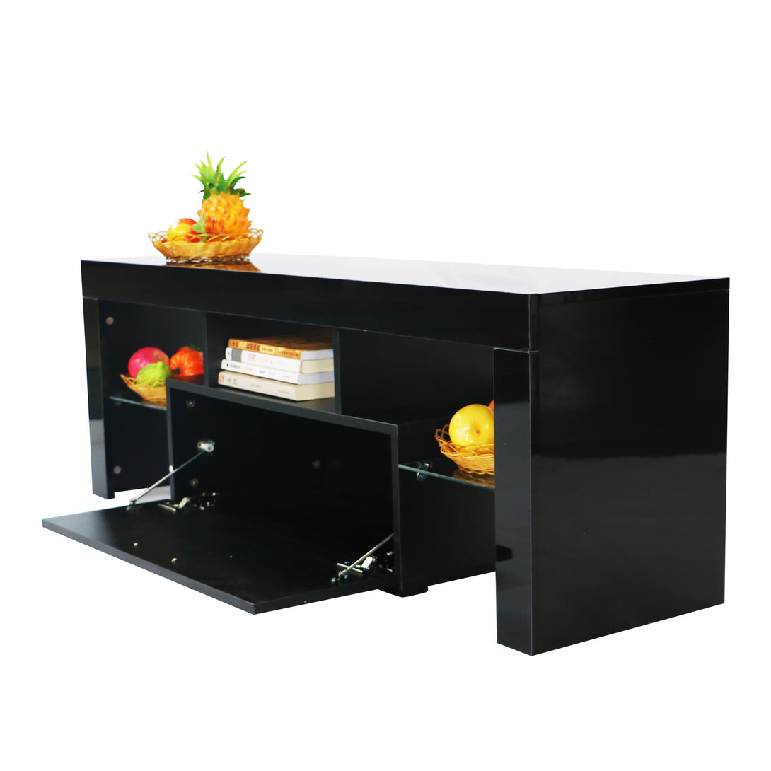 Modern TV Console Storage Media TV Organizing Cabinet Worktop- Black_12