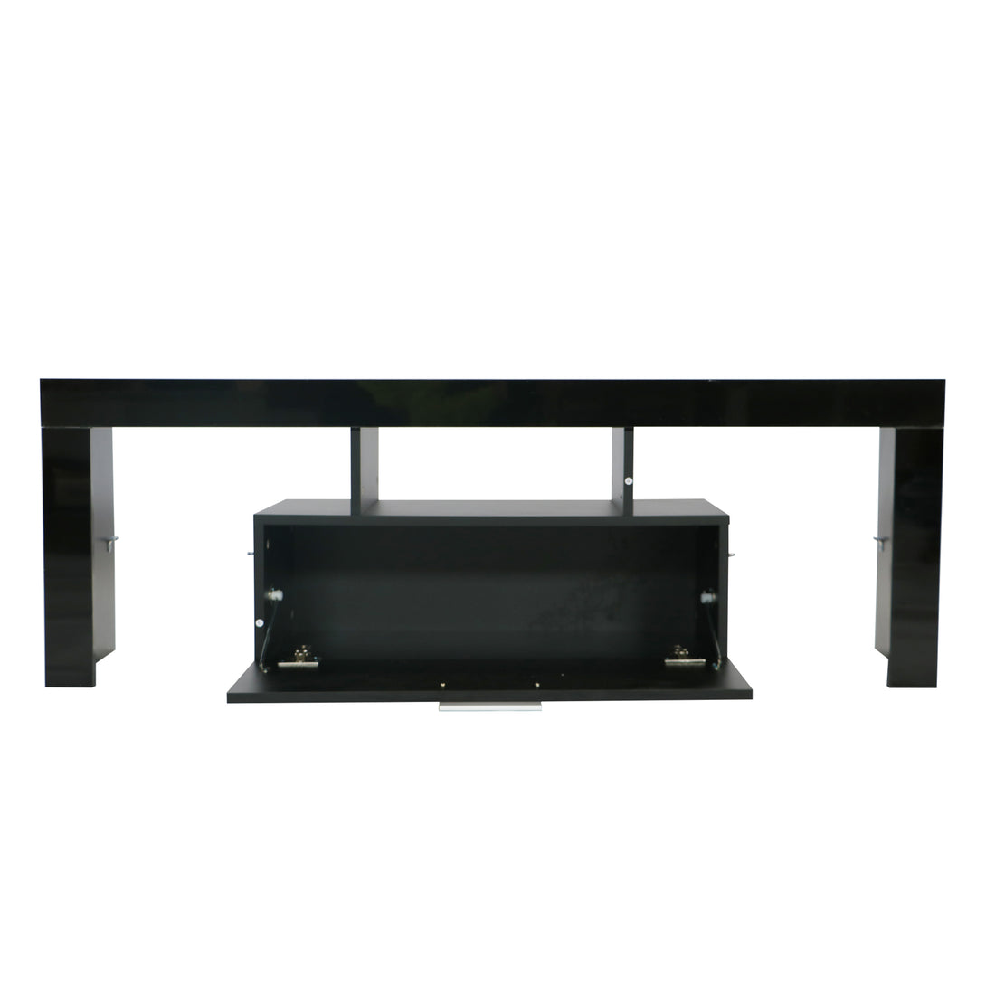 Modern TV Console Storage Media TV Organizing Cabinet Worktop- Black_17