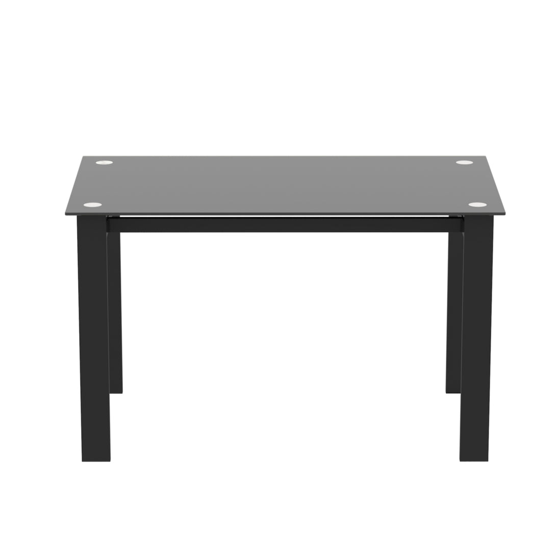 4 Seater  Simple Design Heavy Duty Tempered Minimalist Glass Top Dining Table- Black_2