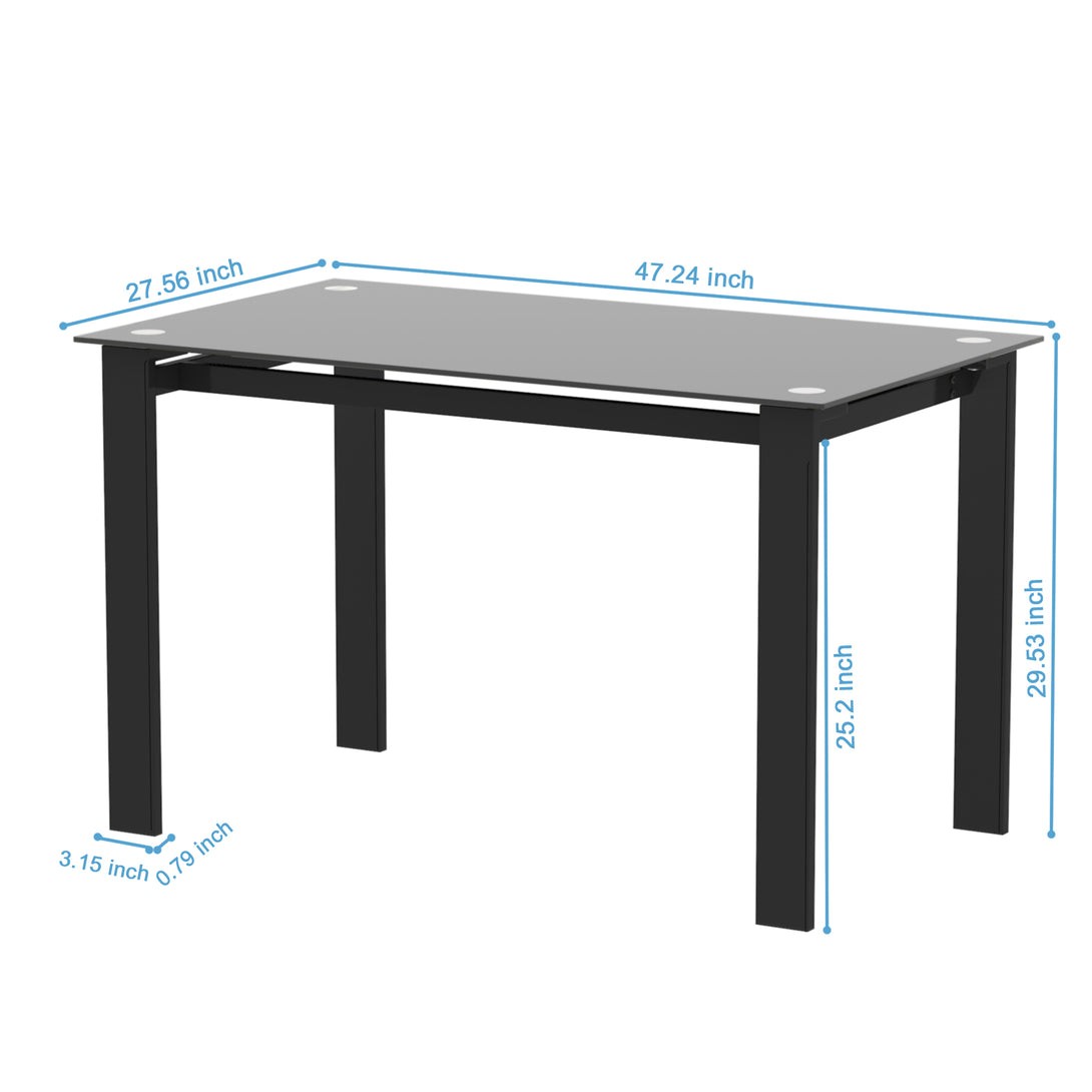 4 Seater  Simple Design Heavy Duty Tempered Minimalist Glass Top Dining Table- Black_9