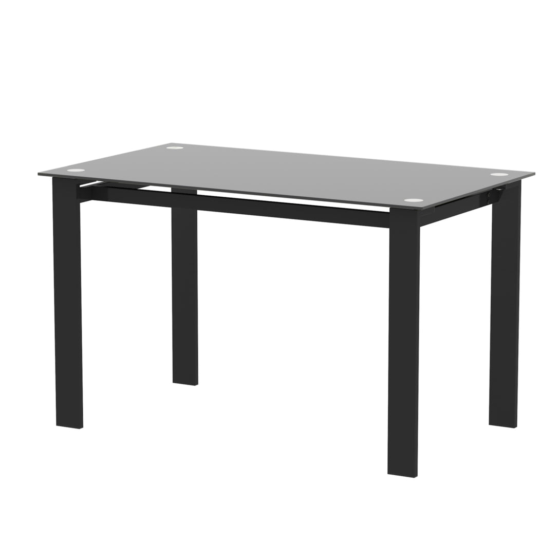 4 Seater  Simple Design Heavy Duty Tempered Minimalist Glass Top Dining Table- Black_1