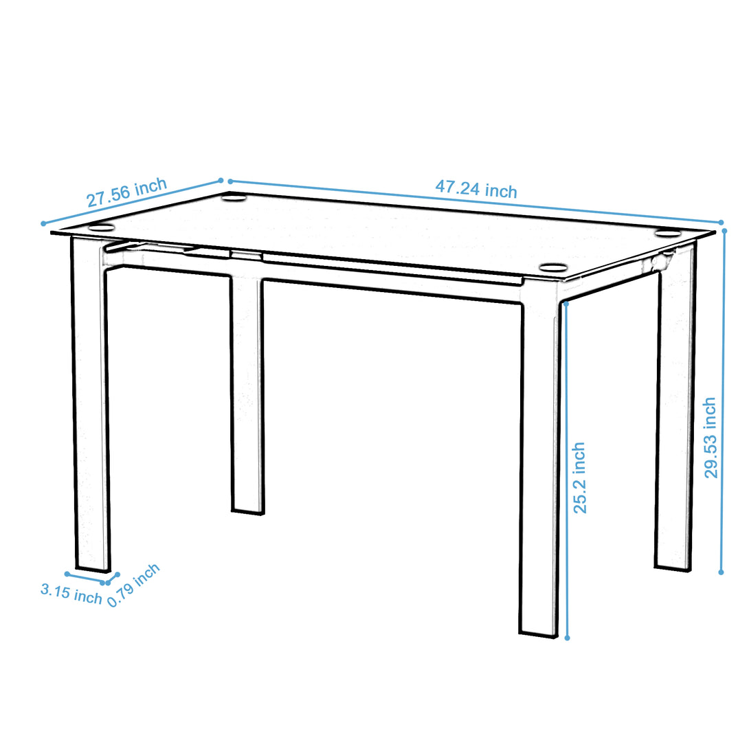 4 Seater  Simple Design Heavy Duty Tempered Minimalist Glass Top Dining Table- Black_8