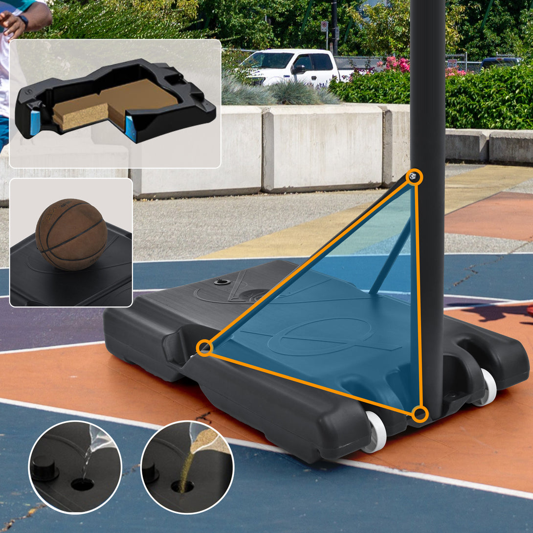 Height Adjustable Waterproof Portable Basketball Hoop System with Colorful Lights_23