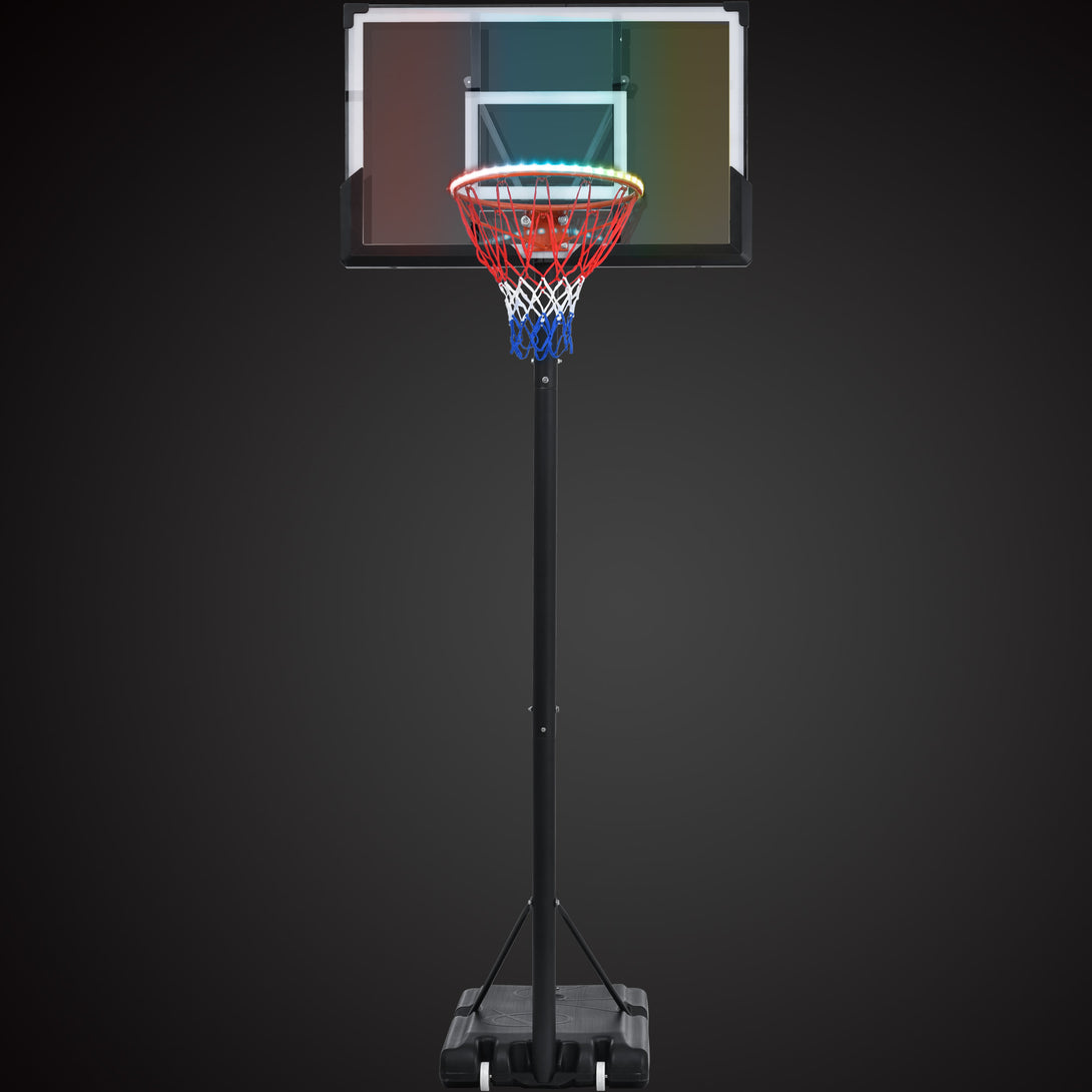 Height Adjustable Waterproof Portable Basketball Hoop System with Colorful Lights_30