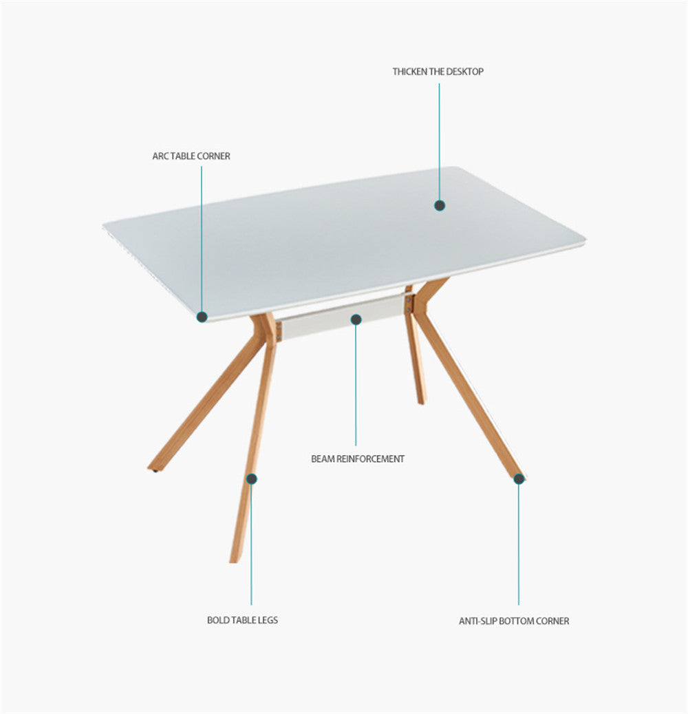 Modern Minimalist StyleDining Table Anti-Scratch Top with Leveled Metal Legs- White+Brown_6