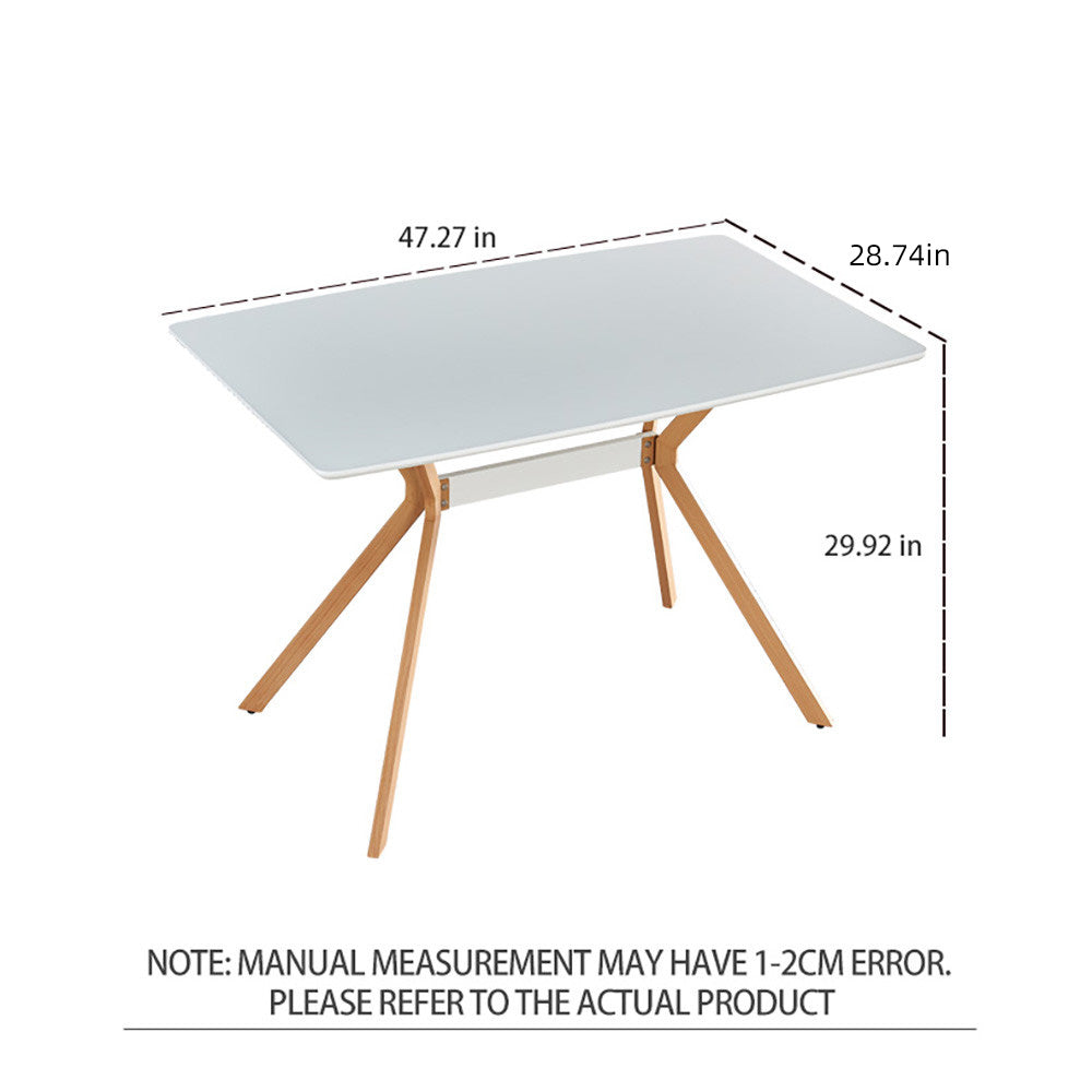 Modern Minimalist StyleDining Table Anti-Scratch Top with Leveled Metal Legs- White+Brown_5