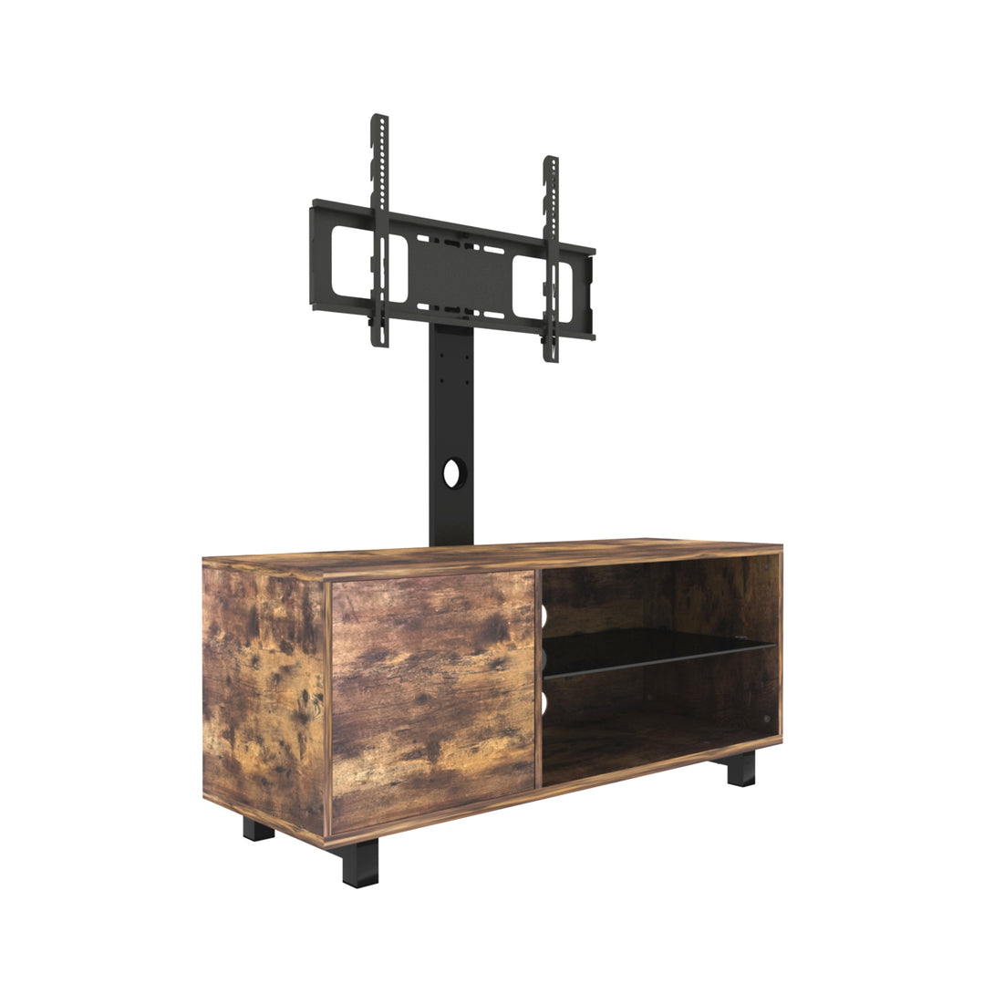 Wooden Storage Floor TV Media Devices Stand with Metal Frame- Rustic Brown_6