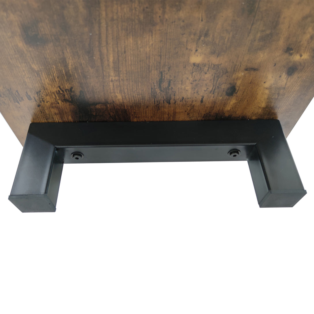 Wooden Storage Floor TV Media Devices Stand with Metal Frame- Rustic Brown_20