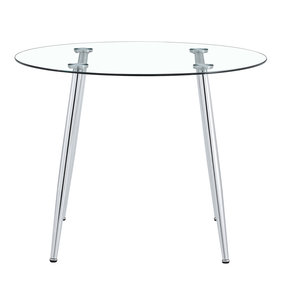 40 inches Modern Minimalist Round Glass Coffee Table with Silver Metal Legs_4