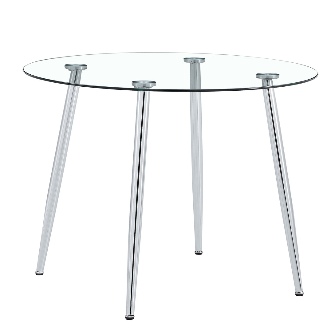 40 inches Modern Minimalist Round Glass Coffee Table with Silver Metal Legs_5