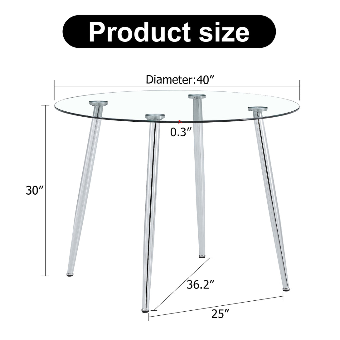 40 inches Modern Minimalist Round Glass Coffee Table with Silver Metal Legs_14