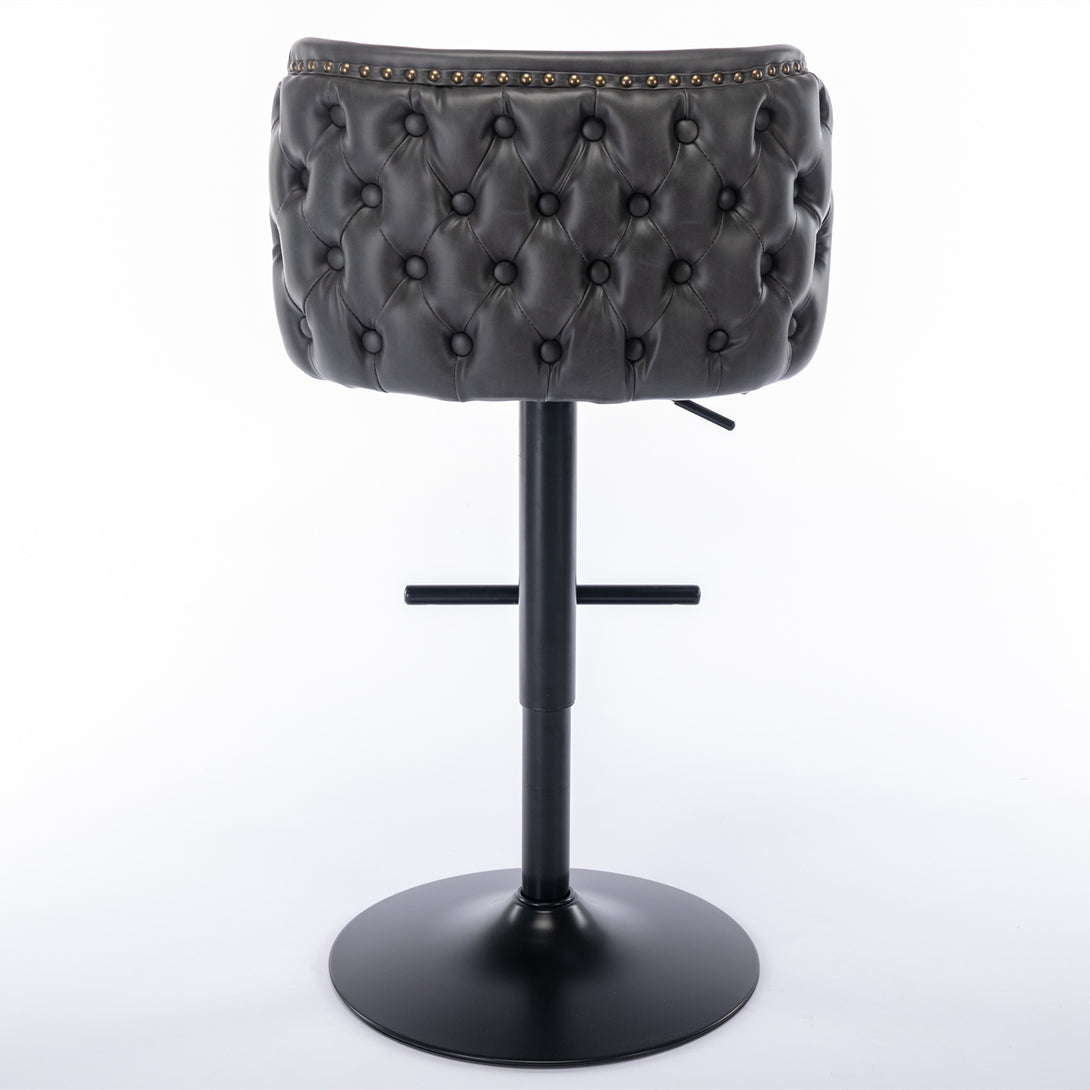 Set of 2 Modern Upholstered Whole Back Tufted PU Armless Bar Stools- Black_10