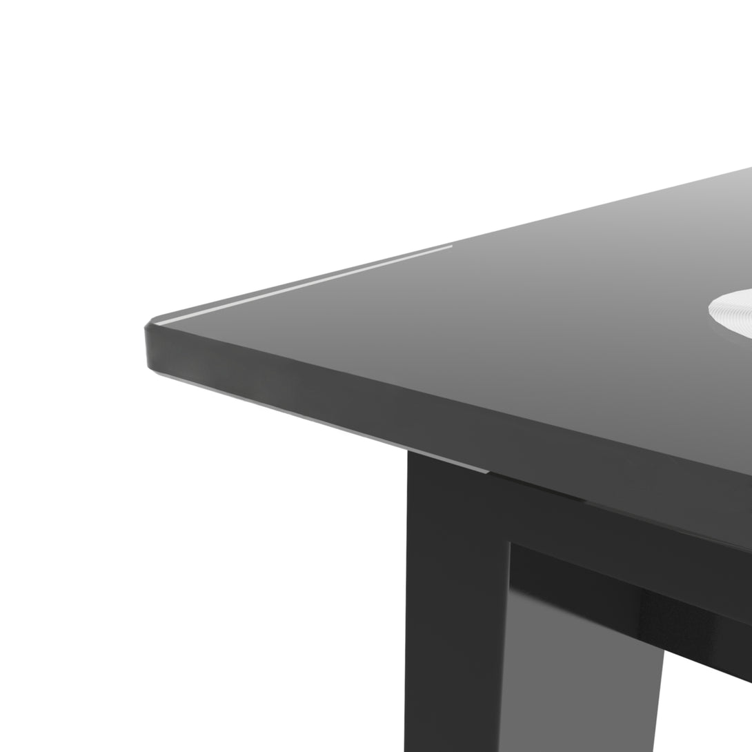 Easy to Clean Heavy Duty Tempered Minimalist Glass Top Dining Table- Black_3