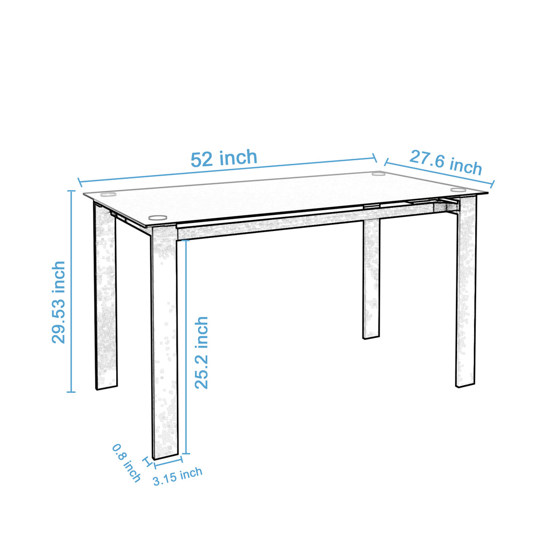 Easy to Clean Heavy Duty Tempered Minimalist Glass Top Dining Table- Black_8