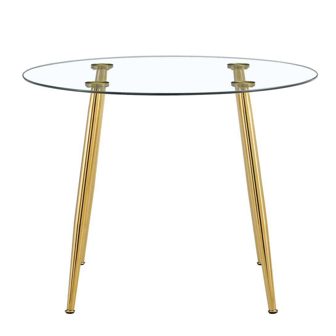 40 inches Modern Minimalist Round Glass Coffee Table with Gold Plated Metal Legs_7