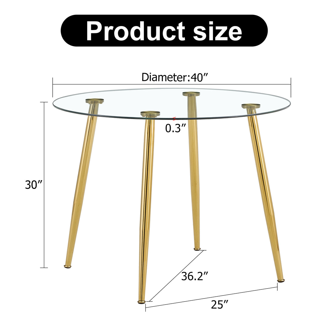 40 inches Modern Minimalist Round Glass Coffee Table with Gold Plated Metal Legs_18