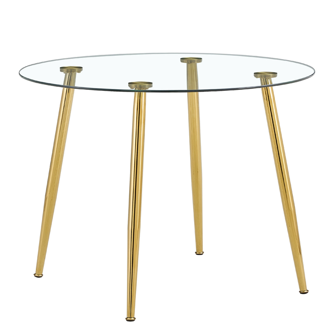 40 inches Modern Minimalist Round Glass Coffee Table with Gold Plated Metal Legs_11