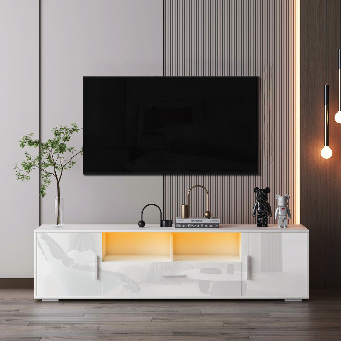 Modern LED TV Stand for 65 Inch TV with LED Lights and 4 Storage Cabinets_1