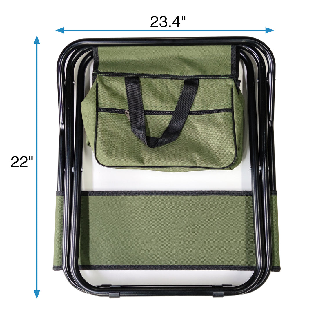 Set of 5 Outdoor Camping Foldable Chair and Roll up Portable Table- Black+Green_9