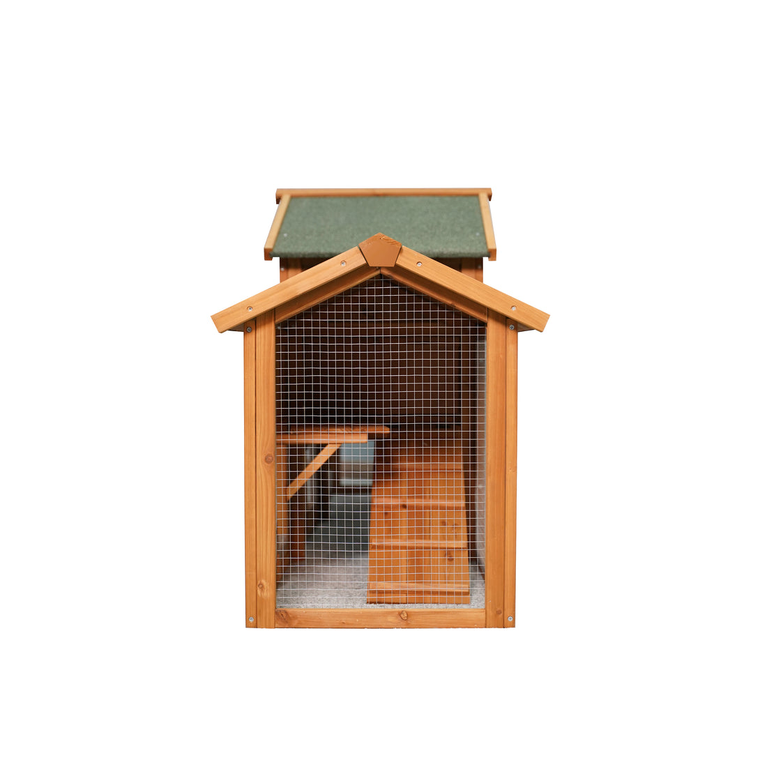 Double Storey Wooden Elevated Rabbit Hutch with Ramp and Mesh Runway_8