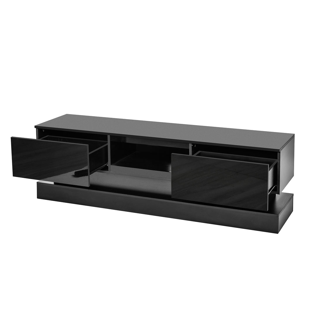 55 inches Modern and Simple Design Television Stand Organizing Cabinet- Black_6