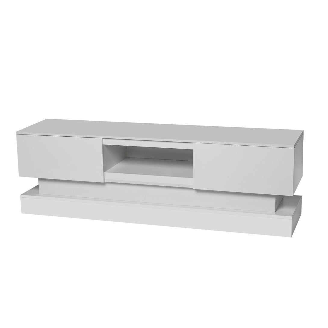 55 inches Modern and Simple Design Television Stand Organizing Cabinet- White_10