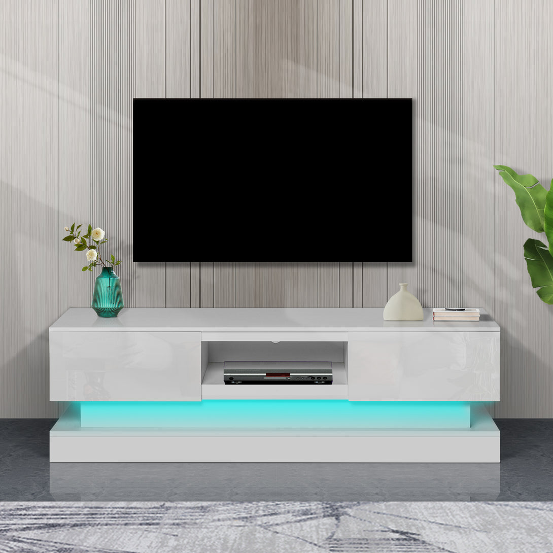 55 inches Modern and Simple Design Television Stand Organizing Cabinet- White_0