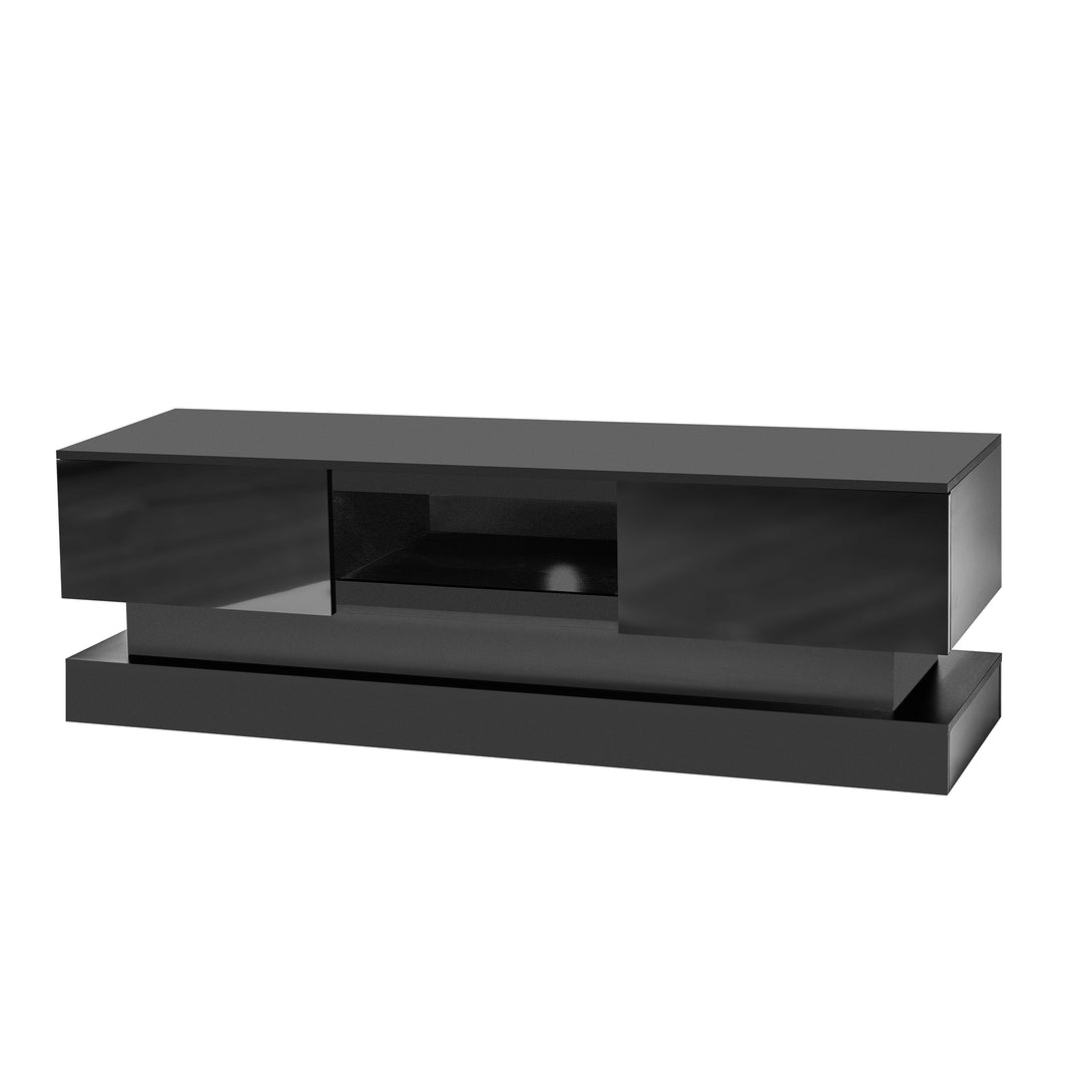 55 inches Modern and Simple Design Television Stand Organizing Cabinet- Black_5