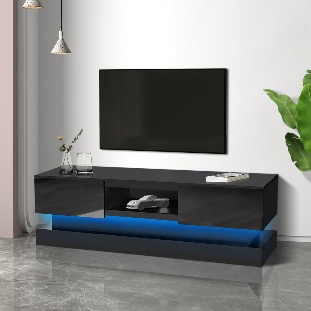 55 inches Modern and Simple Design Television Stand Organizing Cabinet- Black_2