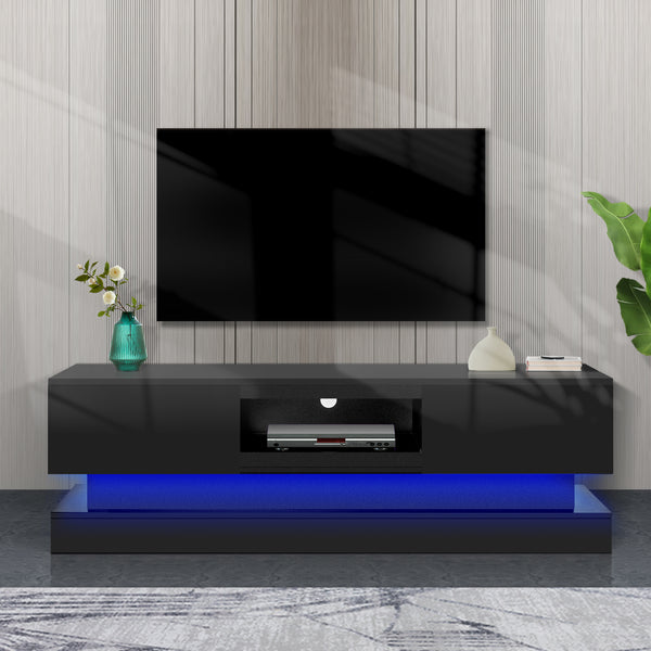 55 inches Modern and Simple Design Television Stand Organizing Cabinet- Black_0