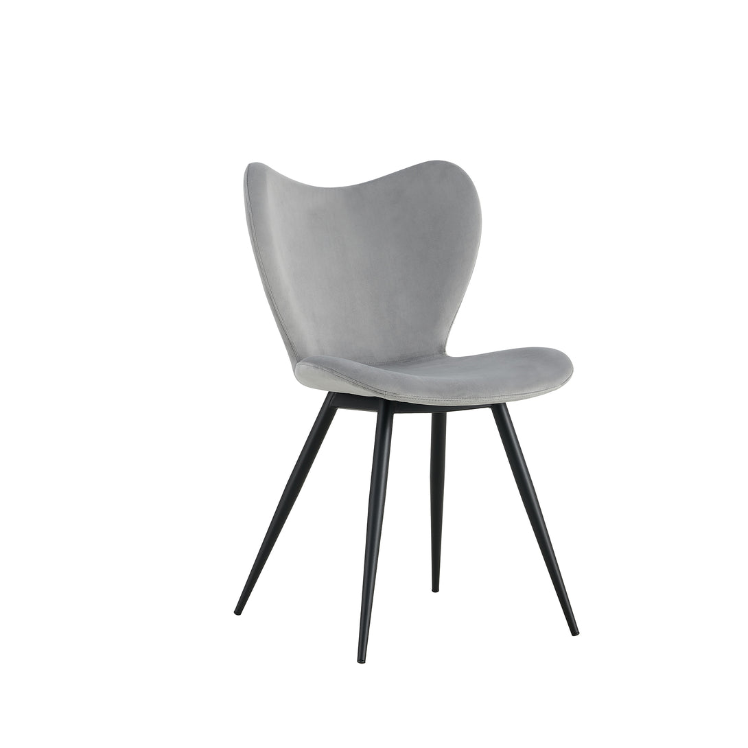 Grey Velvet Upholstered Chair Dining Chair with Metal Legs Set of 2_15