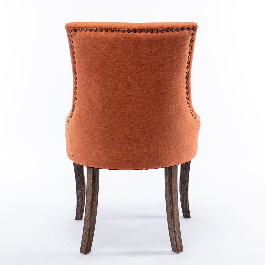 Mid-Century Modern Dining Accent Chair Set of 2 with Nailhead Trim- Orange_6