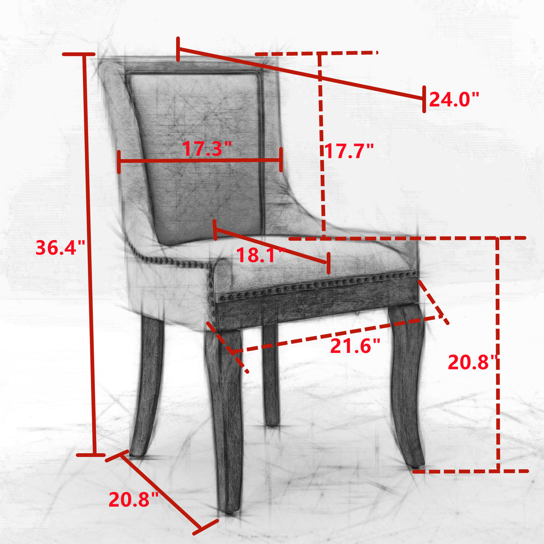 Mid-Century Modern Dining Accent Chair Set of 2 with Nailhead Trim- Orange_11