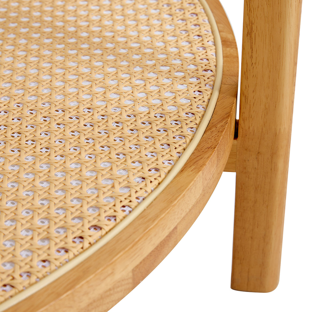 Modern and Simple Solid Wood Double Layered Circular Rattan Coffee Table- Natural_12