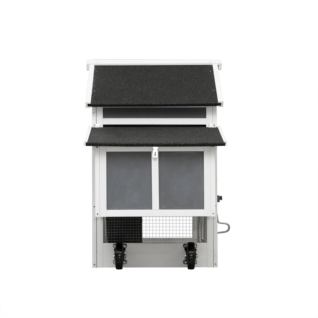 Chicken Coop with Removable Tray and Ramp Portable Outdoor Hutch with Wheels- Gray_9