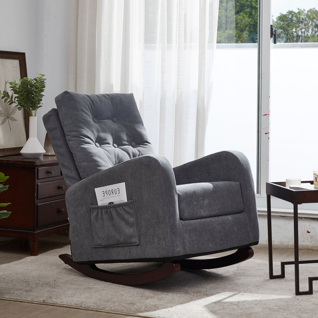 Living Room Chair Lazy Recliner Comfortable Fabric High Back Armchair- Antique Gray_4