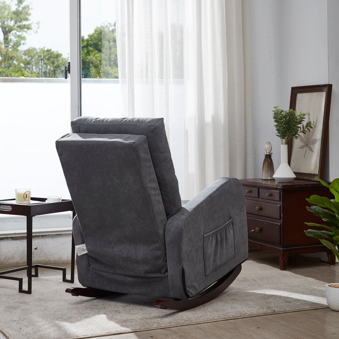 Living Room Chair Lazy Recliner Comfortable Fabric High Back Armchair- Antique Gray_5