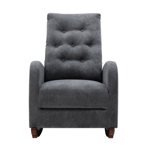 Living Room Chair Lazy Recliner Comfortable Fabric High Back Armchair- Antique Gray_13