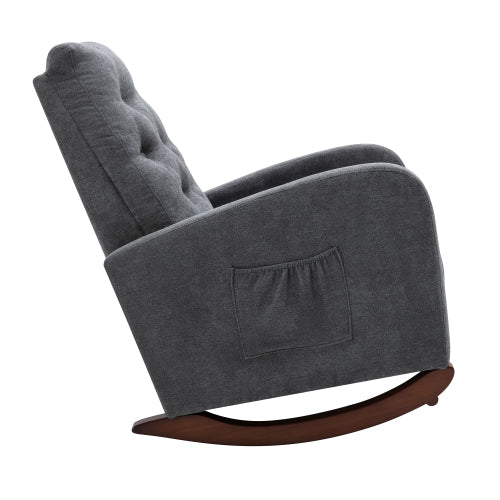 Living Room Chair Lazy Recliner Comfortable Fabric High Back Armchair- Antique Gray_16