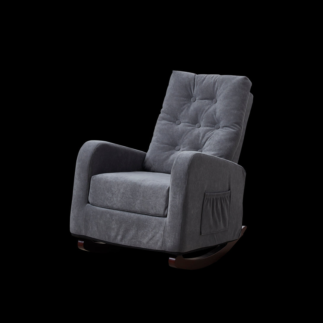 Living Room Chair Lazy Recliner Comfortable Fabric High Back Armchair- Antique Gray_14