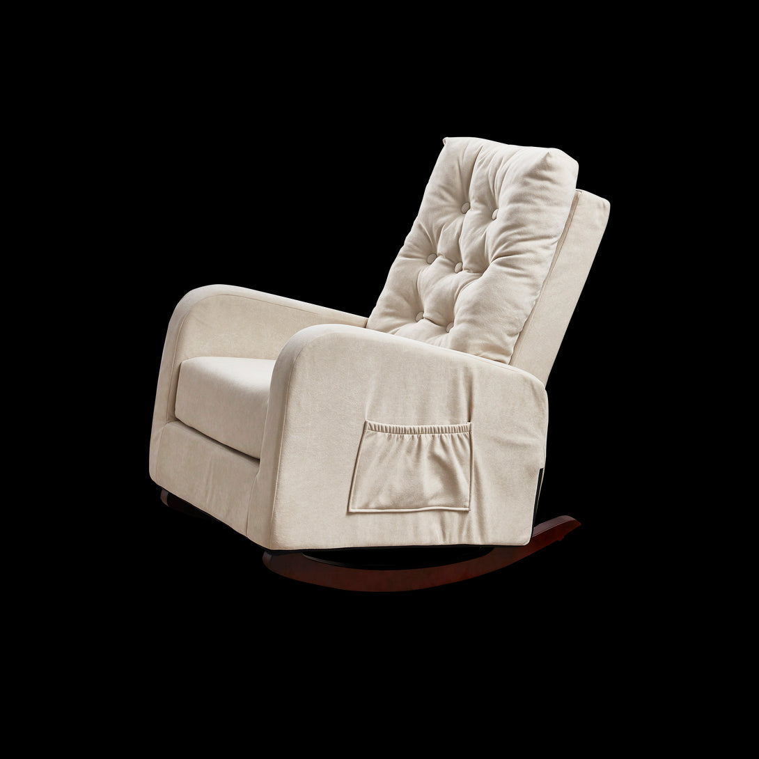 Single Sofa Living Room Chair Lazy Recliner Comfortable Fabric High Back Armchair- Beige_17